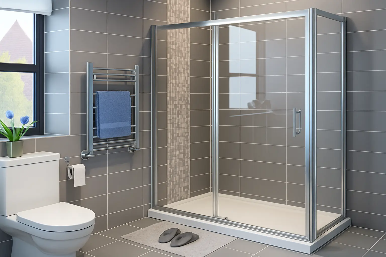 Hygienic glass bathroom cubicles